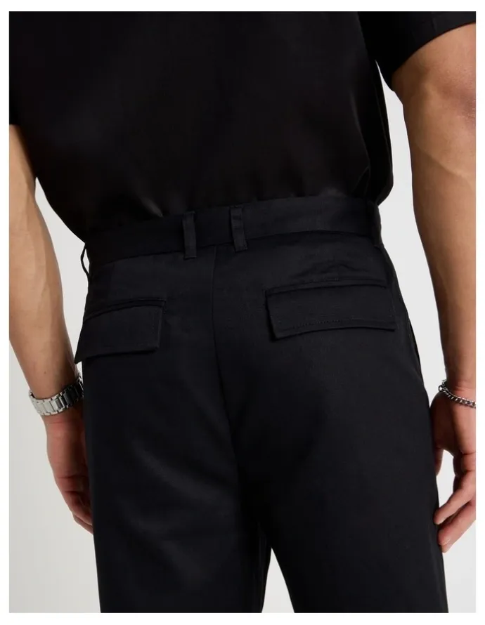 Blaq Wide Leg Cotton Drill Pant in Black