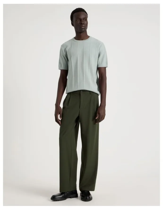 Blaq Wide Leg Pleated Pant in Khaki
