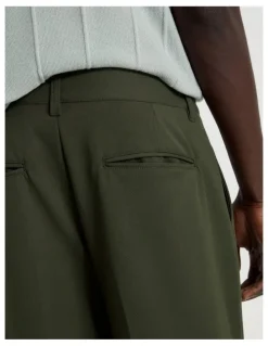 Blaq Wide Leg Pleated Pant in Khaki