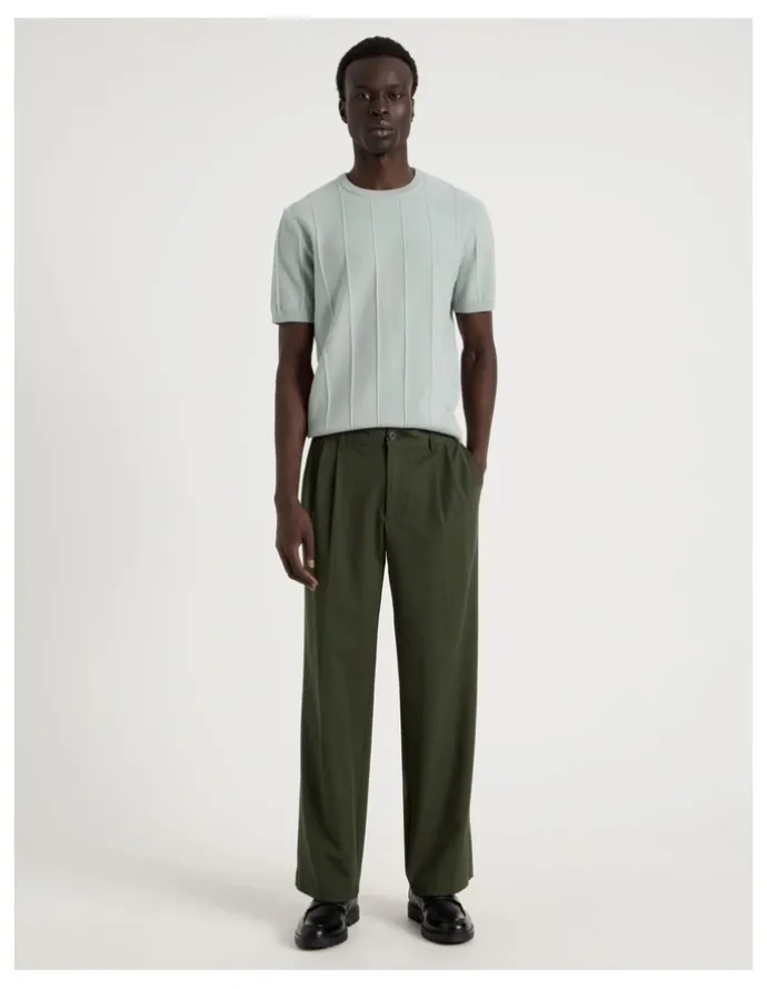 Blaq Wide Leg Pleated Pant in Khaki