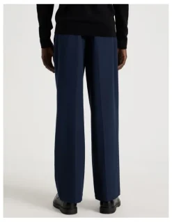 Blaq Wide Leg Pleated Pant in Navy