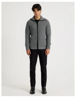 Blaq Zip Through Knit in Grey