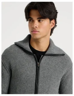 Blaq Zip Through Knit in Grey