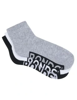 Bonds 3 Pack Logo Quarter Crew Socks in Multi