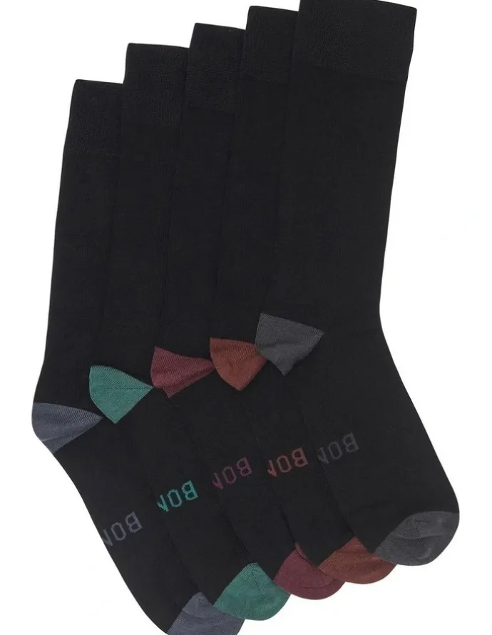 Bonds Bamboo Heel and Toe Socks 5 Pack in Black