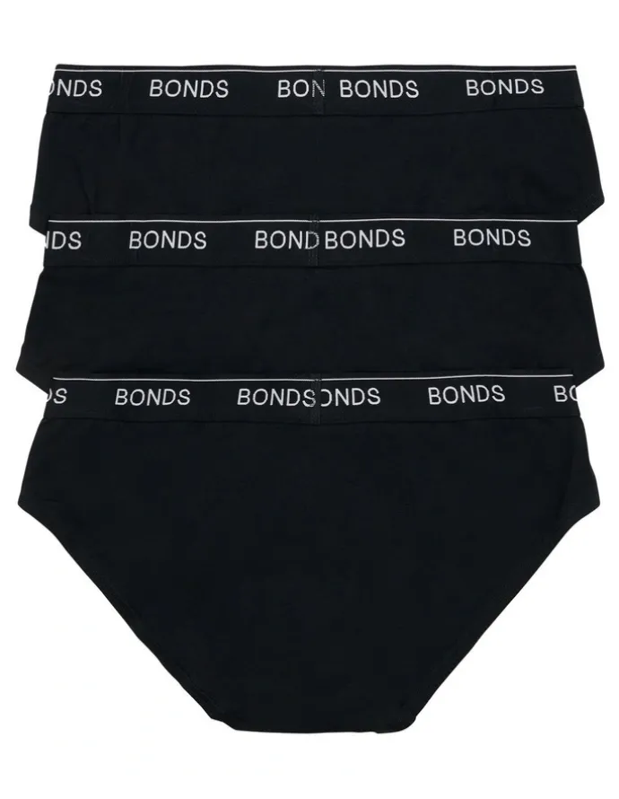 Bonds Guyfront Briefs 3 Pack in Black