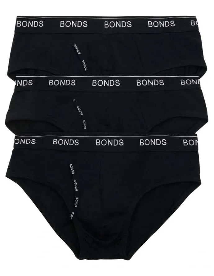 Bonds Guyfront Briefs 3 Pack in Black