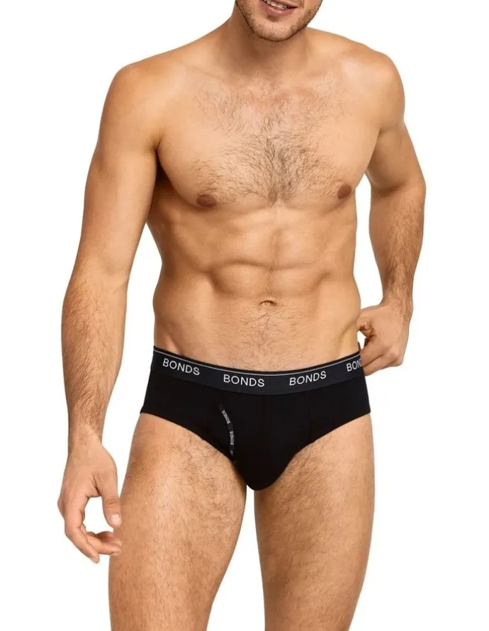 Bonds Guyfront Briefs 3 Pack in Black