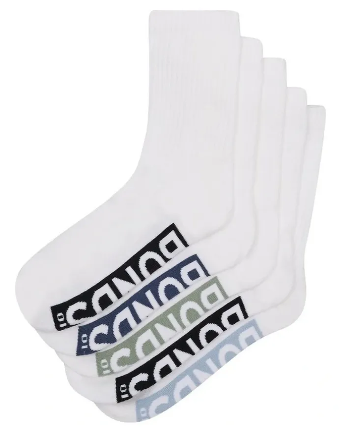 Bonds Logo Cushioned Crew Socks 5 Pack in White