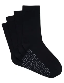 Bonds Logo Lightweight Crew Socks 4 Pack in Black