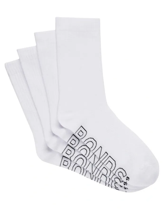 Bonds Logo Lightweight Crew Socks 4 Pack in White