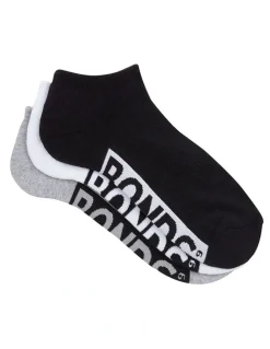 Bonds Mens Logo Cushioned Low Cut Socks 3 Pack in Pack 67