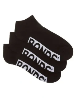 Bonds Mens Logo Cushioned Low Cut Socks 3 Pack in Black