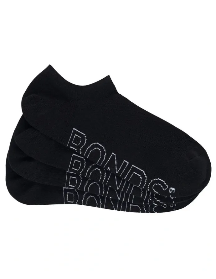 Bonds Mens Logo Lightweight No Show Socks 4 Pack in Black