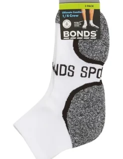 Bonds Ultimate Comfort 1/4 Crew 3 Pack in White