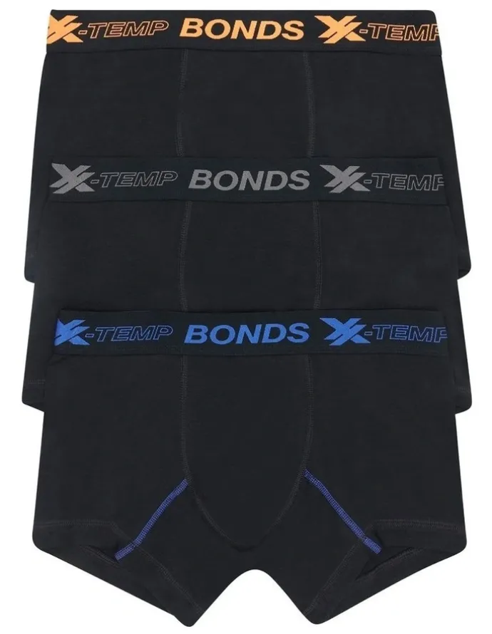 Bonds X-Temp Trunk 3 Pack in Black