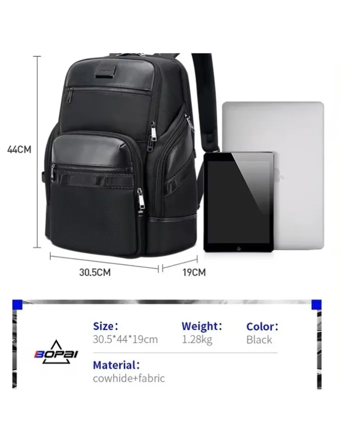 Bopai Anti-Theft Waterproof Laptop Backpack Travel Business Work Bag Black