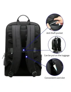 Bopai Anti-Theft Waterproof 15.6 Laptop Backpack Travel Business Work Bag Black