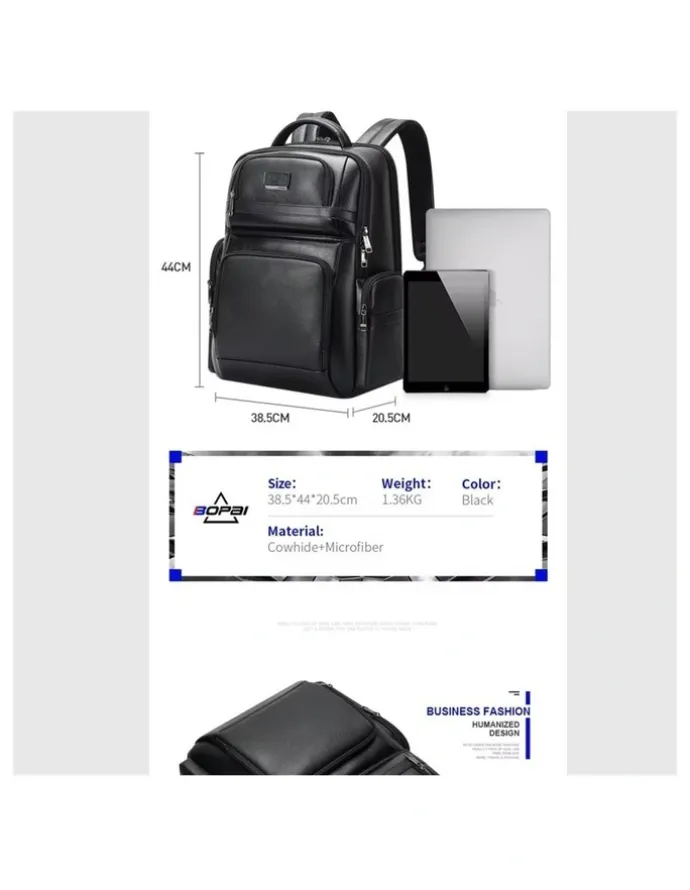 Bopai Anti-Theft Waterproof Laptop Backpack Travel Business Work Bag Black