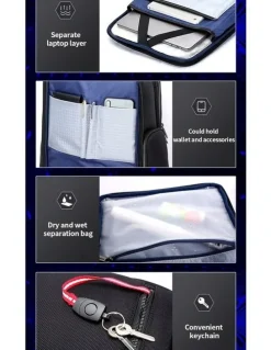 Bopai Bopai Anti-Theft Waterproof Laptop Backpack Travel Business Work Bag Black