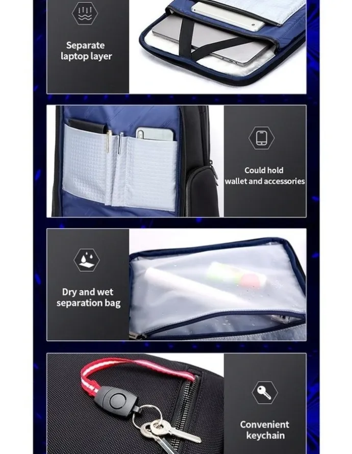 Bopai Bopai Anti-Theft Waterproof Laptop Backpack Travel Business Work Bag Black