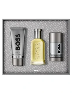 BOSS Bottled Eau de Toilette, Shower Gel, and Deodorant Stick for Men Trio Gift Set