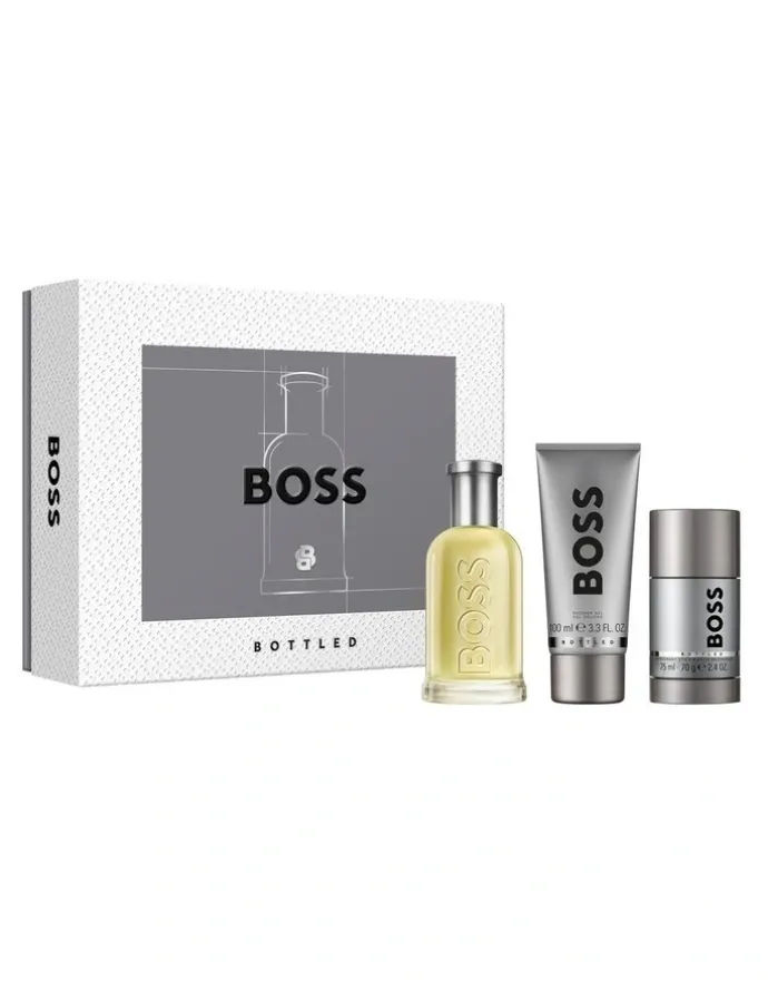 BOSS Bottled Eau de Toilette, Shower Gel, and Deodorant Stick for Men Trio Gift Set