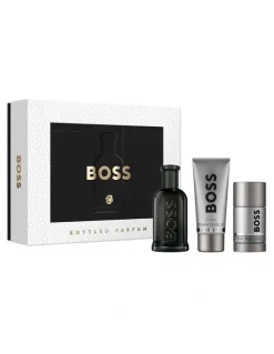 BOSS Bottled Parfum, Shower Gel, and Deodorant Stick for Men Trio Gift Set