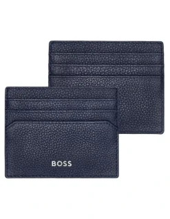 Boss Classic Grained Leather Card holder in Navy