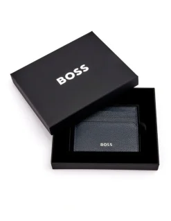 Boss Classic Grained Leather Card holder in Navy