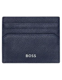 Boss Classic Grained Leather Card holder in Navy