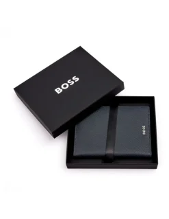 Boss Classic Grained Passport Holder in Black Leather