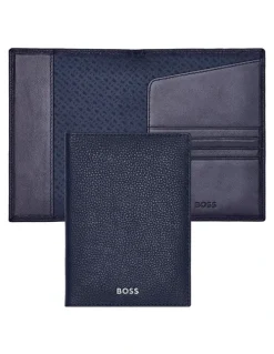 Boss Classic Grained Passport Holder in Black Leather