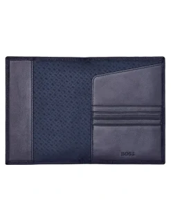 Boss Classic Grained Passport Holder in Black Leather