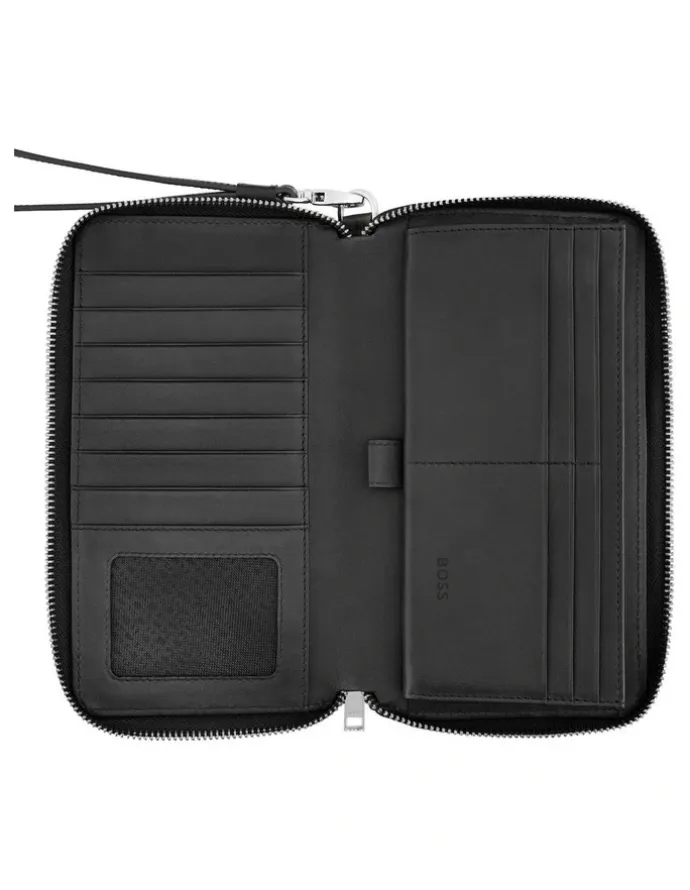 Boss Classic Grained Travel Wallet in Black