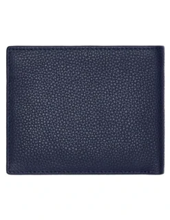 Boss Classic Grained Trifold Leather Wallet in Navy