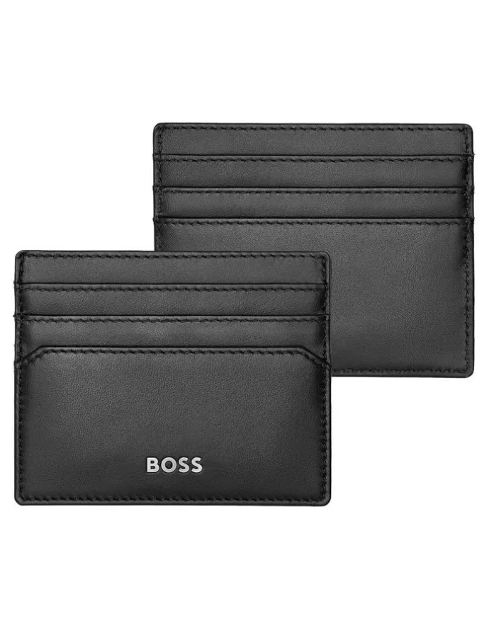 Boss Classic Smooth Leather Card Holder in Black