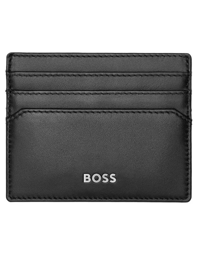 Boss Classic Smooth Leather Card Holder in Black