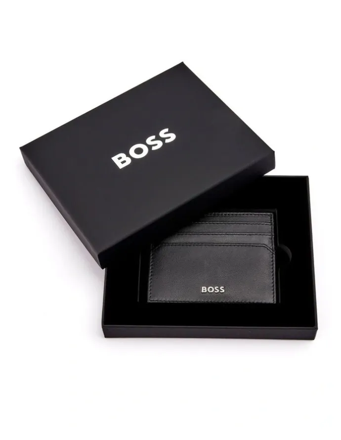 Boss Classic Smooth Leather Card Holder in Black