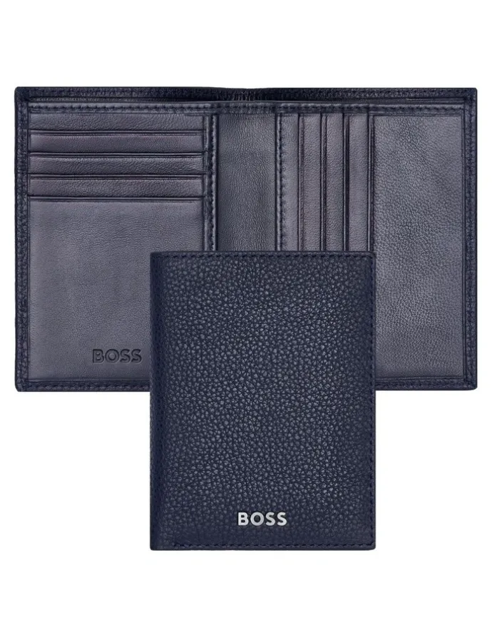 Boss Folding Card Holder Classic Grained in Navy