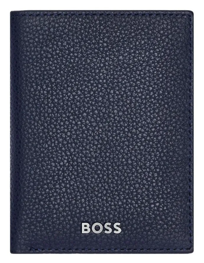 Boss Folding Card Holder Classic Grained in Navy
