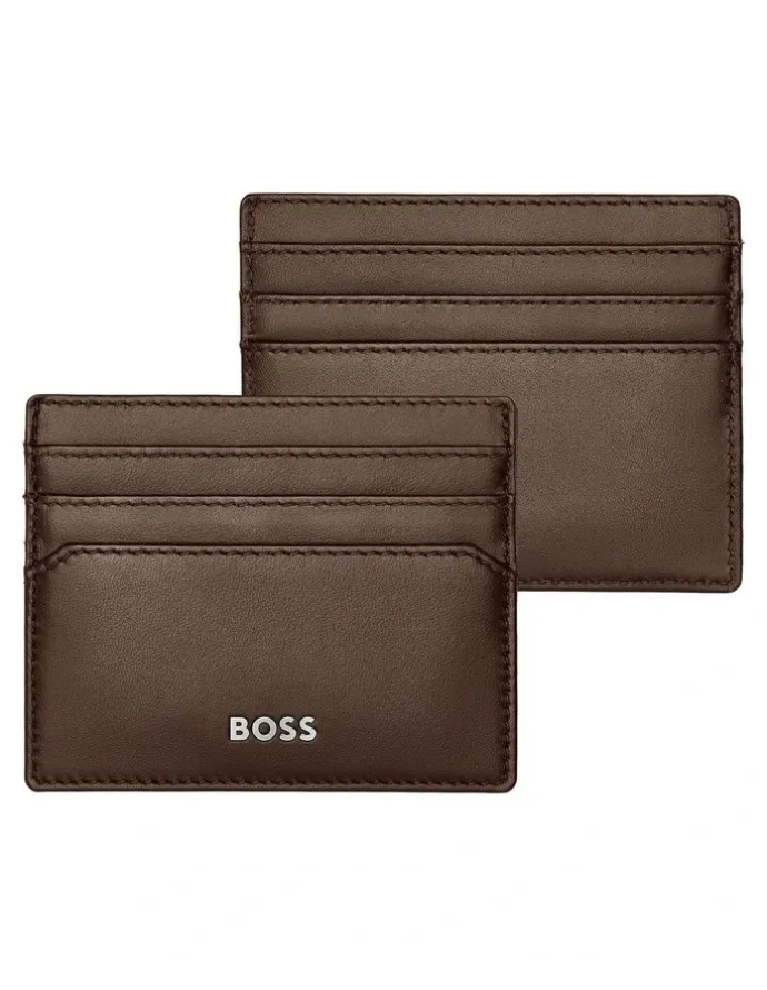 Boss Leather Card Holder in Classic Smooth Brown