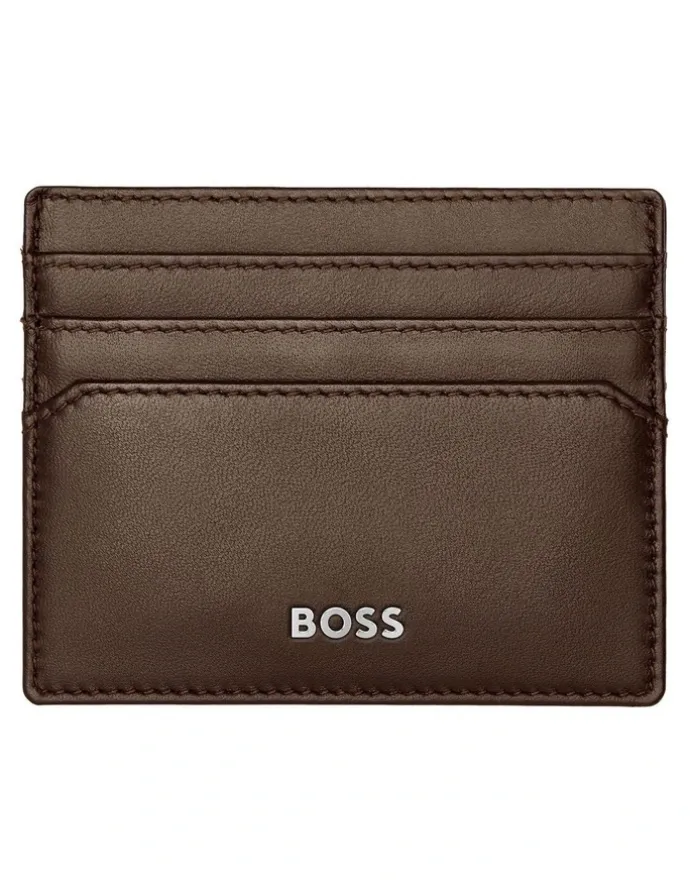 Boss Leather Card Holder in Classic Smooth Brown