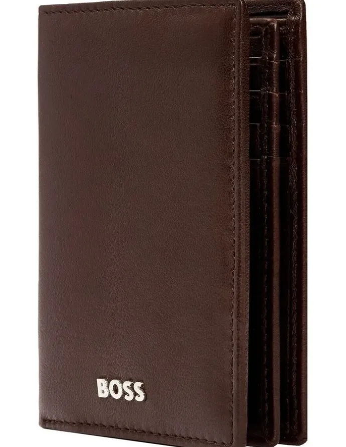 Boss Leather Card Holder Trifold in Smooth Brown