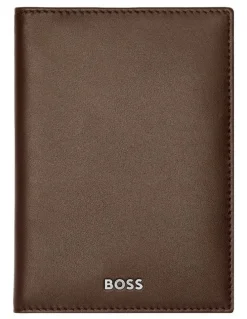 Boss Leather Card Holder Trifold in Smooth Brown