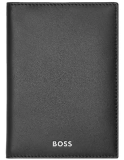 Boss Leather Passport Holder in Classic Smooth Black