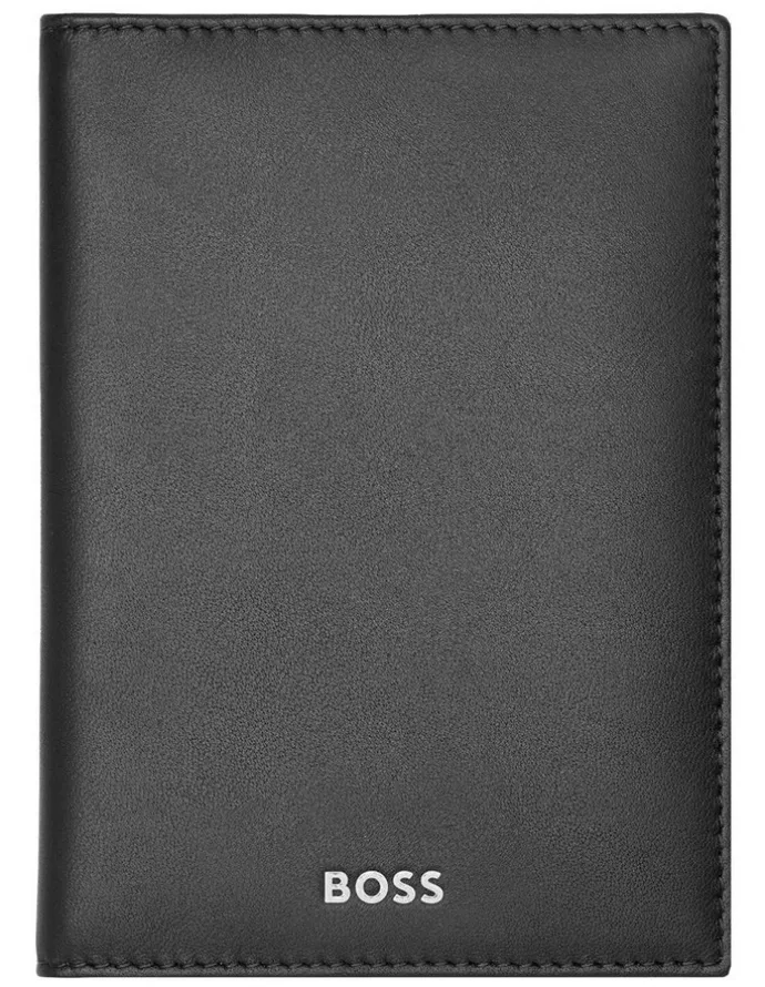 Boss Leather Passport Holder in Classic Smooth Black