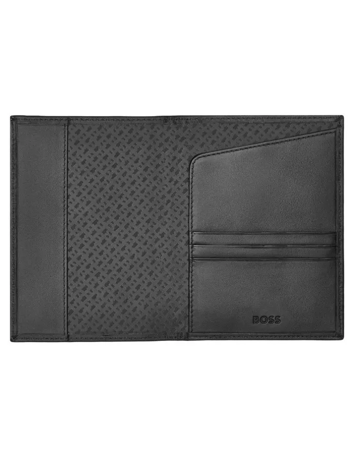 Boss Leather Passport Holder in Classic Smooth Black