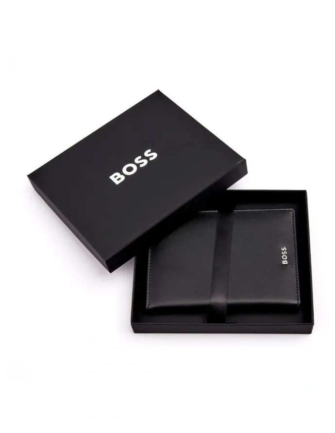 Boss Leather Passport Holder in Classic Smooth Black