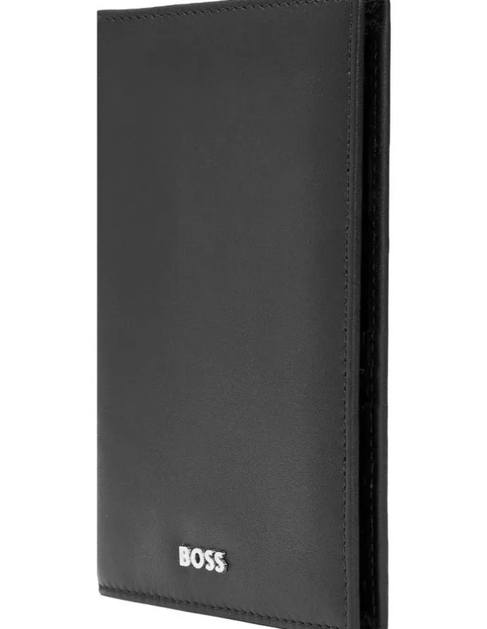 Boss Leather Passport Holder in Classic Smooth Black